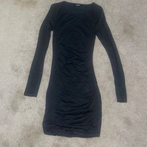 Dark grey long sleeve knit body con dress from Express